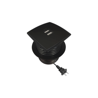 Caja Cuadrada Multy USB con 2 Puertos USB y Cable de Corriente Color Negro