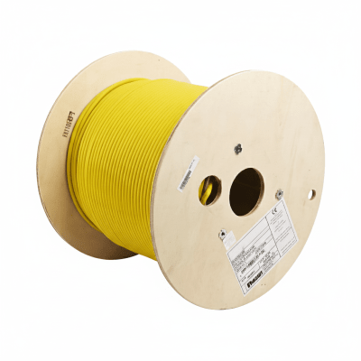 Bobina de Cable Blindado F/UTP de 4 Pares, Cat6A, Soporte de Aplicaciones 10GBase-T, LSZH (Libre de Gases Tóxicos), Color Amarillo, 305 Metros (1000 Pies)