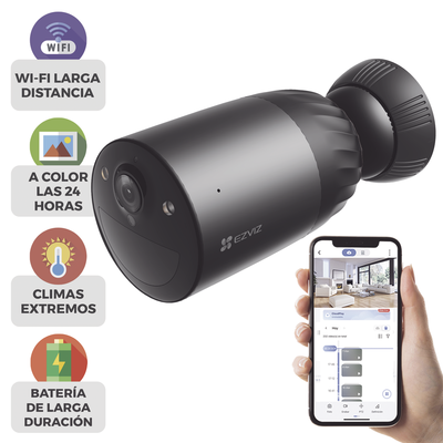 Cámara WIFI / 4K / Batería Recargable Compatible con Panel Solar CS-CMTSOLARPANEL-E/ 2.8mm / Conector Tipo C / Audio Dos Vías / Visión Nocturna en Color / Protección IP65/ Ranura para Memoria 512 GB