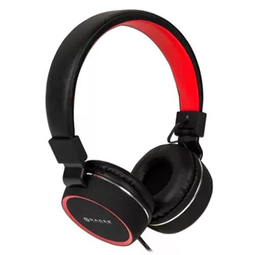 DIADEMA NACEB AUDIFONOS CON MICROFONO NA 0310R ALAMBRICO 1.2 METROS 3.5MM NEGRO ROJO