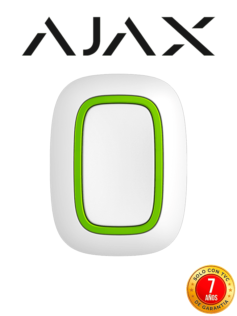 AJAX Button W - Botón  inteligente  multifuncional. Botón de pánico / Control de dispositivos de automatización / Silenciar alarmas de detectores de incendios. Color Blanco (28203.26.WH3)