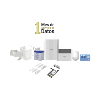 KIT Panel de Alarma HYBRID PRO / 1 Panel Híbrido / 1 Monitor LCD / 2 Contactos Magnéticos Inalámbricos / 1 PIR Inalámbrico / 1 Batería 12 vcc 4.5 Amp