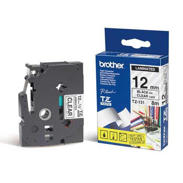 CINTA BROTHER TZES135 BLANCO SOBRE TRANSPARENTE 12MM ERESISTENTE TZES135