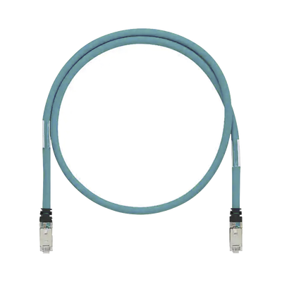 Patch Cord Cat6A de Grado Industrial 600V, Blindado SF/UTP, Calibre 26 AWG, Color Aqua, 2 Metros (6.56 Pies)