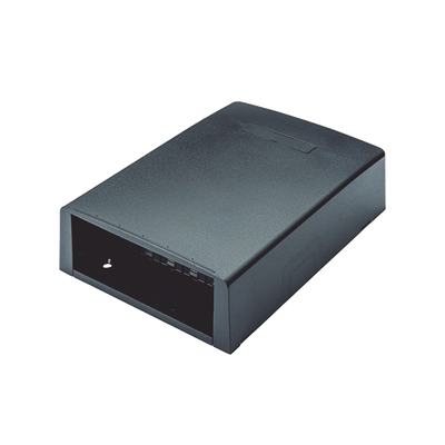 Caja de Montaje en Superficie, con Accesorio para Resguardo de Fibra Óptica, para 12 Módulos Mini-Com, Color Negro