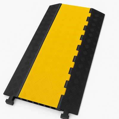 Protector de Cable de 3 Canales / Base de Goma y Tapa de Plástico / Tamaño del Canal 56x55MM / Capacidad de Carga 6.1 Toneladas / Longitud 90 cm / Ancho del Contorno 50 cm / Altura 7.5 cm / Color Amarillo-Negro / Material Hule