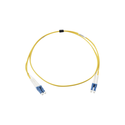 Jumper de Fibra Óptica Monomodo (OS2), XGLO, Riser, LC/UPC-LC/UPC Duplex, OFNR, Color Amarillo, 1 Metro (3.28 Pies)