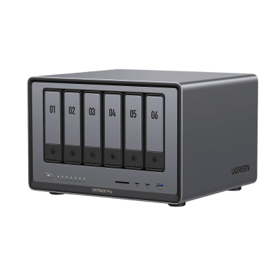 NAS UGREEN NASync DXP6800 Pro / Intel Core i5-1215U 10 Núcleos / 6 Bahías SATA + 2 M.2 NVMe / 2 Puertos Thunderbolt 4 / 2 Puertos 10GbE / 8K HDMI / PCIe 4.0 x4 / DDR5 Hasta 64GB / Compatibilidad Multiplataforma