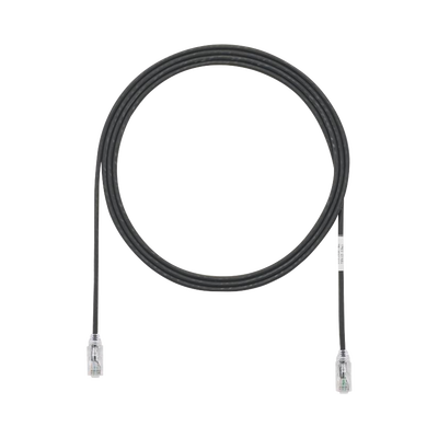 Cable de Parcheo TX6, UTP Cat6, Diámetro Reducido (28AWG), Color Negro, 2.13 Metros (7 Pies)