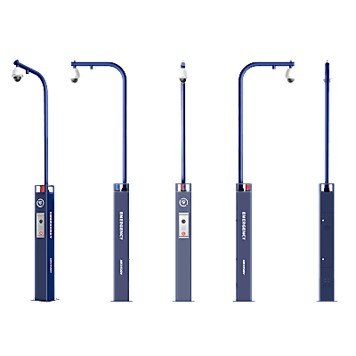 Estación de Alarma de Pánico con Videollamada / Cámara IP 4 MP/ Audio Bidireccional / Altavoz 30 W / Sirena (Azul y Rojo) / RS-485 / Micro SD / Montaje en Suelo / Montaje para PTZ (No Incluye PTZ)