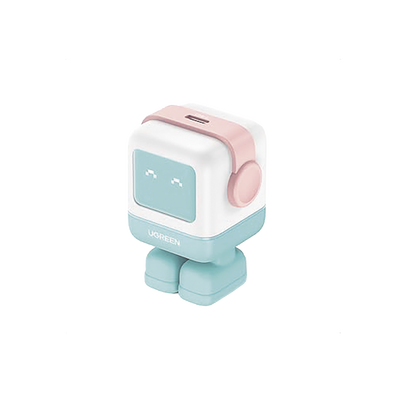 Cargador Mini GaNRobot 30W serie UNO | 1 USB-C de Carga Rápida | Tecnología GaN II | Multiprotocolo PD/QC/SCP/FCA | Carga Inteligente | Pantalla LED | Zapato Magnético Extraíble | Thermal Guard | Color Pink-Blue