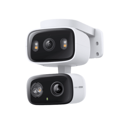 Cámara de Seguridad Dual PTZ / 2 Lentes 2K+2K (3MP cada uno) / 3x Claridad Telefoto / IP65 Exterior / IA Inteligente / Seguimiento Sincronizado / Vista Dual Simultánea / Color Night Vision / Audio Bidireccional / 125.5° Gran Angular + 67