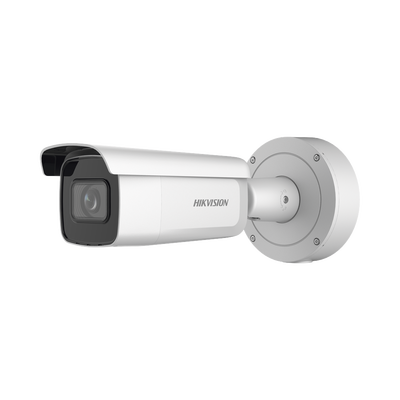 Bala IP 4 Megapixel / Lente Mot. 2.7 a 13.5 mm / 60 mts IR EXIR / Exterior IP67 / IK10 / Anticorrosivo / WDR 120 dB / PoE + / Micro SD / 4 Analíticos: AcuSense, Deteccion Facial, Conteo de Personas por Cruce y Zona