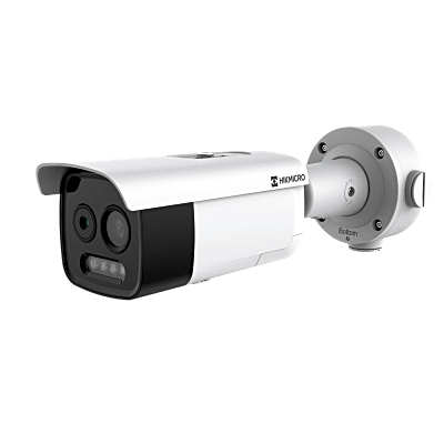 (HIKMICRO) Cámara Bullet IP Bi-espectral Térmica 3.6 mm (256×192) / Óptica 4.3 mm (5 Megapixel) / IA GUANLAN / Rango -20°C a 650°C / Detección Fuego y Humo / Alarma Visual y Audible / 30 m IR / IP67 / IK10 / PoE /