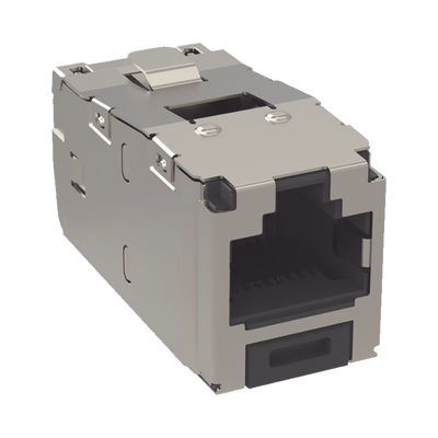 Conector Jack RJ45 Blindado, Estilo TG, Mini-Com, Categoría 6, de 8 Posiciones y 8 Cables, Color Negro