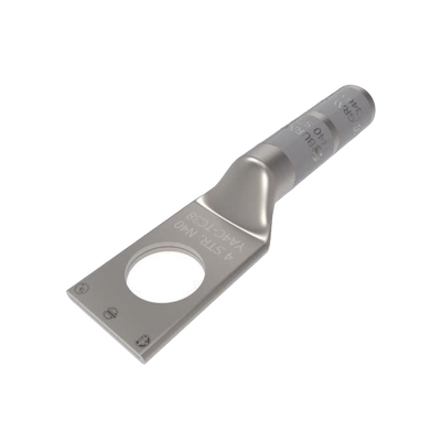 Zapata Terminal de Compresión BURNDY para Tornillo de 1/4" y Calibre 4 AWG /Cañón Largo.