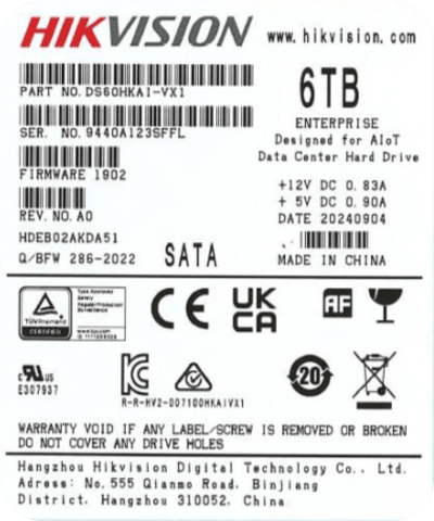 Disco Duro Enterprise para Videovigilancia 6TB / 7200 RPM / SATA 6 Gb/s / Caché 256 MB / Operación 24x7 / Carga de Trabajo 550 TB por Año /