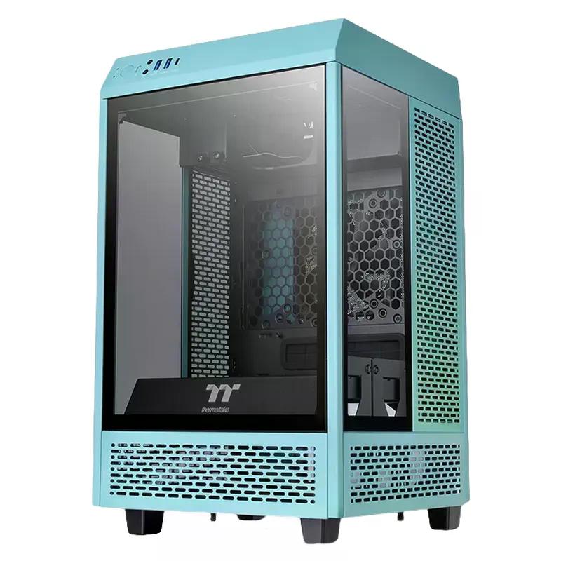 GABINETE THERMALTAKE THE TOWER 100 MINI-TOWER MINI-ITX USB 3.0 SIN FUENTE 2 VENTILADORES INSTALADOS TURQUESA