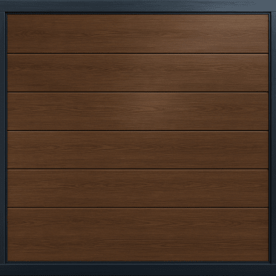 Puerta de Garage de Alta Calidad / Linea Central / Imitacion madera / oscura / 8x9 pies / AISLADA / Estilo Americana.