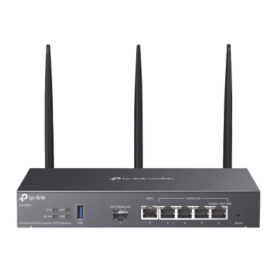 Router Omada VPN / SDN Multi-WAN Gigabit / 1 Puerto WAN SFP Gigabit / 1 Puerto WAN RJ45 Gigabit / 2 Puertos LAN RJ45 Gigabit / 2 Puertos Configurables LAN/WAN / 150,000 Sesiones Concurrentes / Administración Centralizada Omada o Stand-Alone