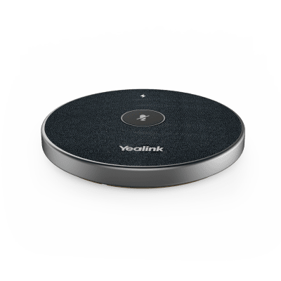 Micrófono inalámbrico 360° VCM36W-PACKAGE de Yealink para videoconferencias, con amplio alcance y cancelación de ruido.