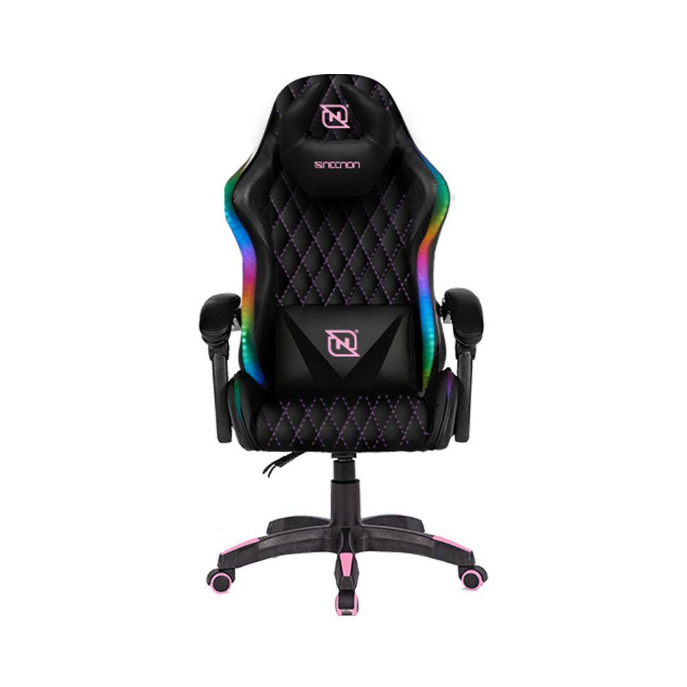 SILLA GAMER RGB NSG-01 FOAM COJIN LUMBAR Y CABEZA NEGRO/FUCSIA (NBSGR133RG)