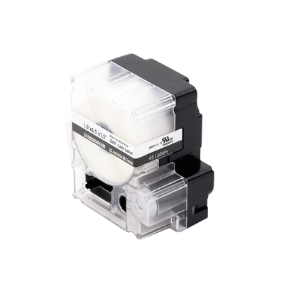 Casete de 45 Etiquetas Autolaminadas de 25.4 x 165.1 mm (1 x 6.5 pulgadas), para Cables de 4 a 8.1 mm (0.16 a 0.32 pulgadas) de Diámetro, Área de Impresión Color Blanco
