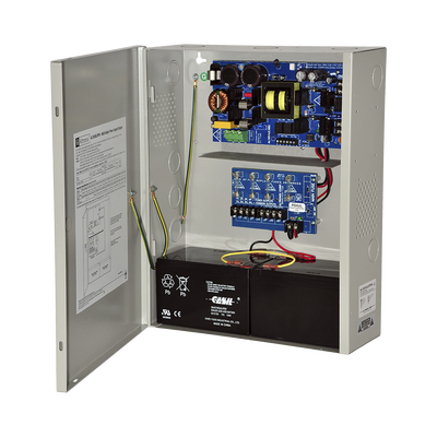 Fuente de alimentación de 24 Vcd@ 10 A / Con capacidad de baterías de respaldo / 1 salida / Requieren baterías / Voltaje de entrada de : 115 Vca.     