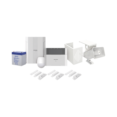 KIT Panel de Alarma AX HYBRID PRO / 1 Panel Híbrido / 1 Monitor LCD / 2 PIR / 3 Contactos Magnéticos / 1 Sirena / 1 Gabinete para Sirena / 1 Batería 12 vcc 7 Amp