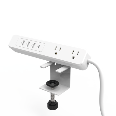 Multicontacto con Montaje para Escritorio / Carga Rápida para 65 W / 2 x Nema 5-15P / 3 x USB-A (5V @3A) / 1 x USB-C (65W)