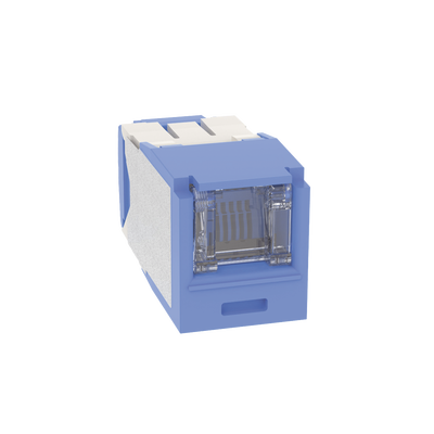 Conector Jack RJ45 Estilo TG con Ventana, Mini-Com, Categoría 6A, de 8 Posiciones y 8 Cables, Color Azul