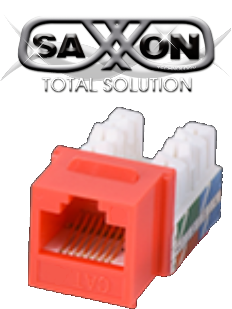 SAXXON M265C5R - Modulo jack keystone RJ45 / 8 Hilos / CAT 5E / Compatible con calibres  AWG 22-26 / Color rojo