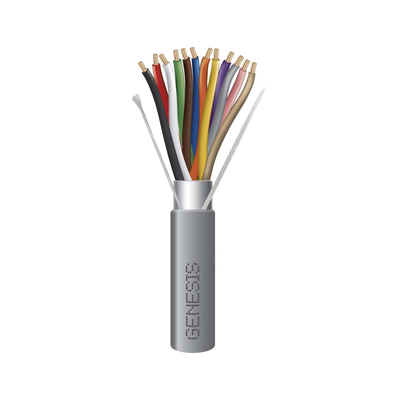 Carrete de 305 Metros (1000 Pies) / Cable de Cobre / 12 x 22 AWG / Riser / Tipo CMR CL3R FPLR / Para Interior / Color Gris / Para Aplicaciones de Alarmas de Intrusión y Automatización