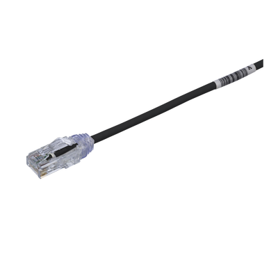 Cable de Parcheo TX6, UTP Cat6, Diámetro Reducido (28AWG), Color Negro, 0.5 Metros (1.64 Pies)
