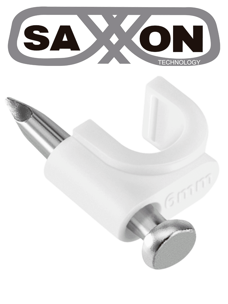 SAXXON GRA955B - Bolsa de 50 grapas de pared/ Color blanco/Diametro: 6mm / Con clavo de 3/4 para concreto de alta resistencia