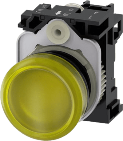 Lampara de señalización plástica con led color Amarilla, 24Vca-Vcd