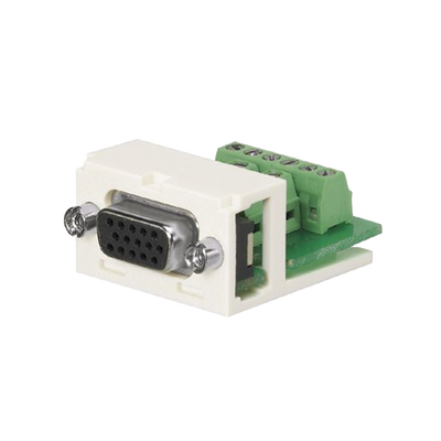 Conector Sub-D de 15 Pines Tipo Atornillable, Uso en 2 Puertos Mini-Com, Color Blanco Mate