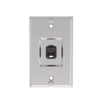 Placa de Pared Telefónica, Salida de 1 Puerto Keystone, con Jack Cat6 Estilo 110 de Impacto, de Acero Inoxidable
