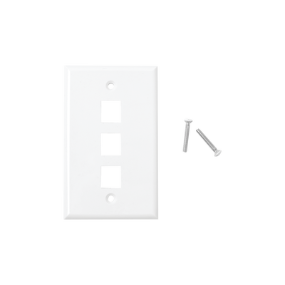 Placa de Pared de 3 Puertos, Keystone, Color Blanco