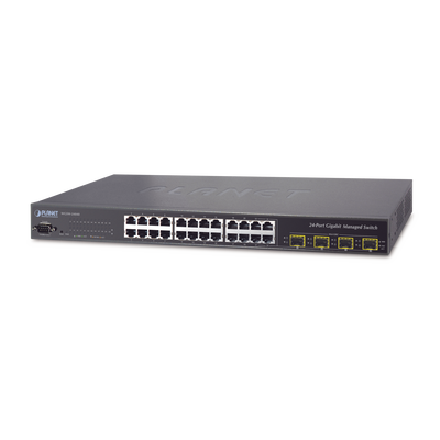 Switch Administrable L2+ de 24 puertos 10/100/1000T con 4 puertos combo TP/SFP Gigabit