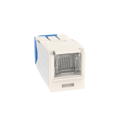 Conector Jack RJ45 Estilo TG con Ventana, Mini-Com, Categoría 6A, de 8 Posiciones y 8 Cables, Color Blanco