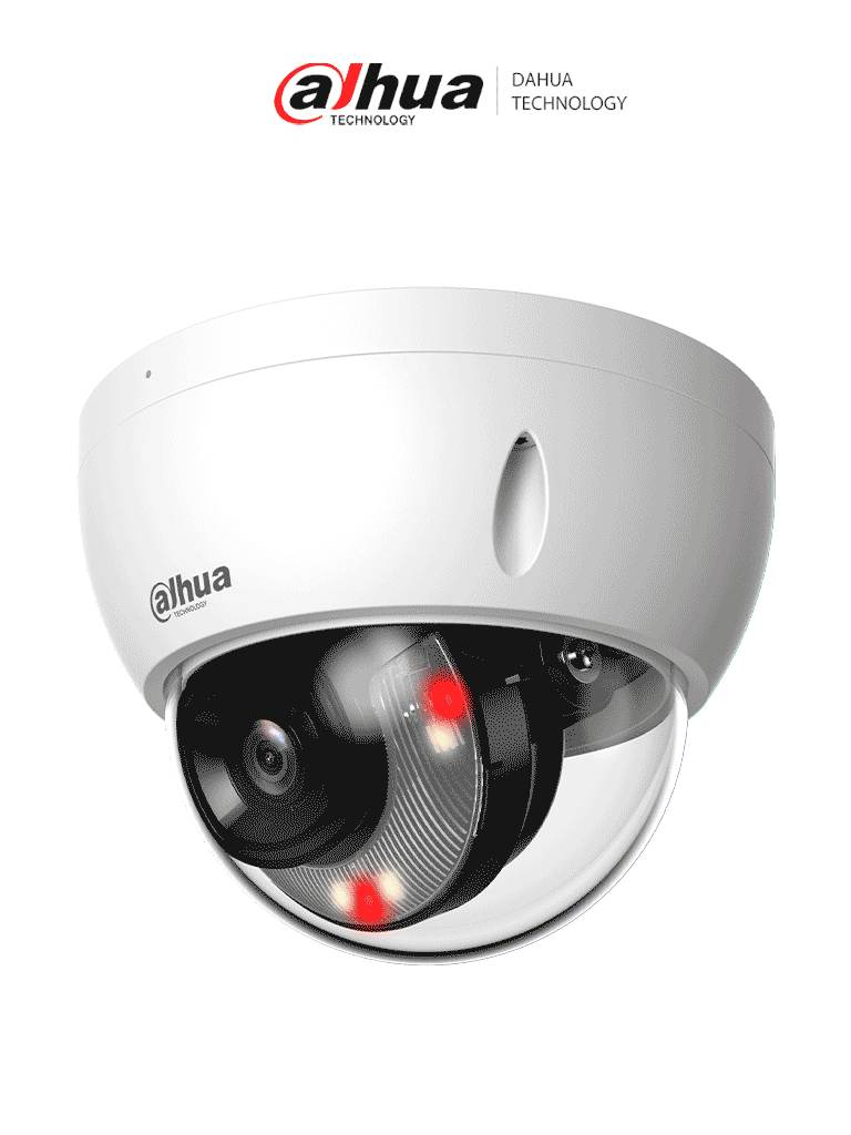 DAHUA DH-IPC-HDBW2849E-S-IL -Cámara IP Domo Antivandálica 4k/ 8 Megapíxeles/ Iluminador Dual/SMD Plus/ Protección perimetral/IR de 30 Mts/ Lente de 2.8mm/ 106 Grados de Apertura/ H.265+/ WDR, 3D NR, HLC, BLC/ IP67/ IK10/ PoE/ Ranura para MicroSD/