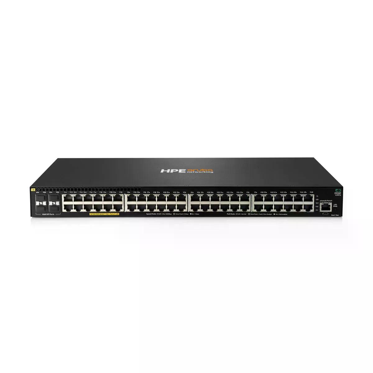 SWITCH HPE ARUBA 2930F GIGABIT ETHERNET - 48 PUERTOS POE+ 740W, 4SFP LAYER 3 STACKABLE (JL557A)