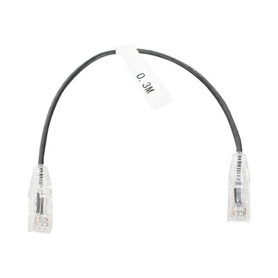 Cable de Parcheo Slim UTP Cat6 - 30 cm (11.81 Pulgadas) Negro Diámetro Reducido (28 AWG)