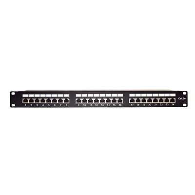 Panel de Parcheo de Impacto Blindado (STP) de 24 Puertos Cat5e, 19 Pulgadas