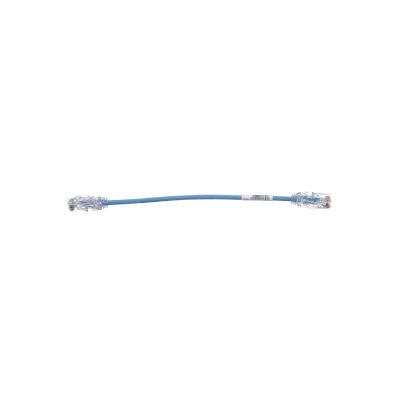 Cable de Parcheo UTP Cat6A, CM/LSZH, Diámetro Reducido (28AWG), Color Azul, 20 cm (7.87 pulgadas).