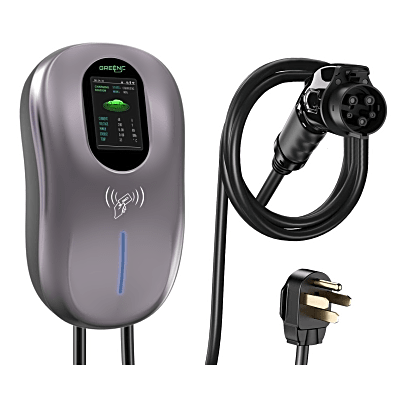 Estación de Carga para Vehículos Eléctricos / 40A 9.6kW / Certificado ETL / Pantalla LCD 4.3 Pulgadas / Voltaje 110-240V / Conectividad WiFi-APP-Bluetooth-RFID / Protección IP65 / Cable TPE 5 Metros