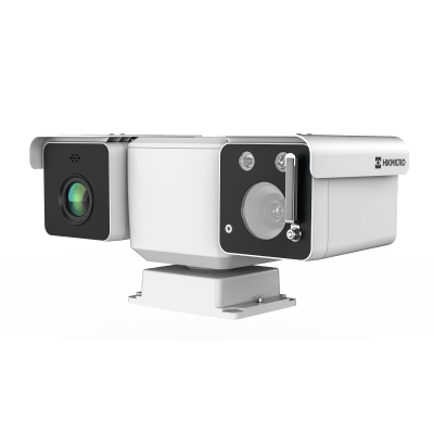 (HIKMICRO) Mini Punta de Poste IP Bi-Espectral / Térmica (256 X 192 / 10 mm) + Óptica (4 MP / 32X Zoom) / Rango: -20°C a 550°C / ± 2°C o ± 2% Margen / 30 mts IR / IP67 / Detección de Temperatura y Humo / Wipe