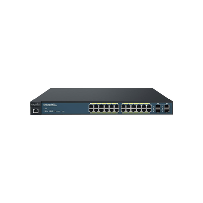 Switch PoE Administrable  de 24 Puertos Gigabit, 4 Puertos SFP, Soporta Hasta 410 W con Opción de Controlador para Serie Neutron y Enturbo. 