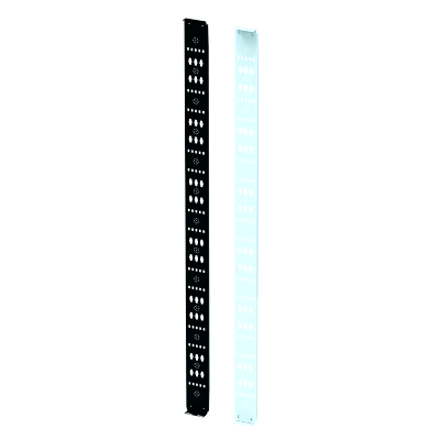 Organizador Vertical para Amarre de Cables / Acero Dulce / 2068 x 122 x 19 mm (81.4 x 4.8 x 0.75 in) / Negro Intenso RAL 9005 / Montaje sin Herramientas / Compatible con Accesorios de Gestión